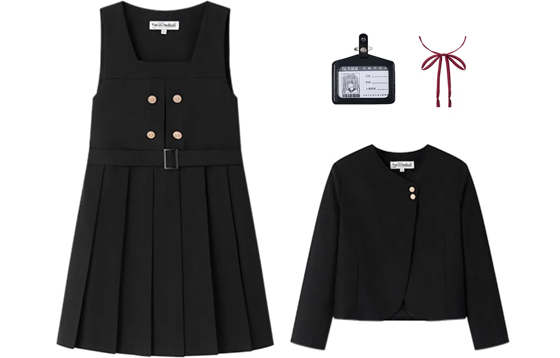 东鲸岁时记 纯色无领西装外套吊带连衣裙制服套装 女款