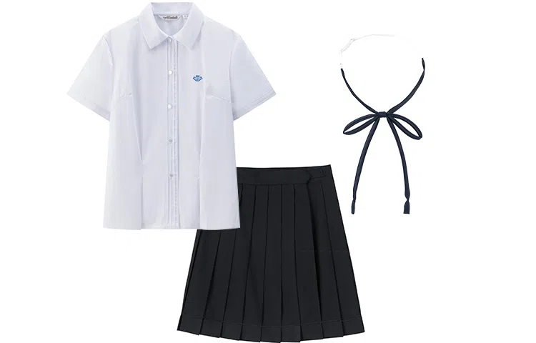 东鲸岁时记 紫川附中纯色短袖衬衫制服套装 女款 紫色  开学季