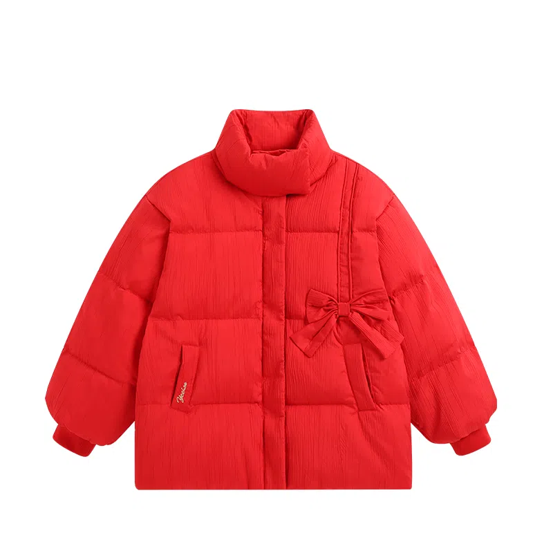 【90%绒】英氏 童装 立领加厚保暖防风蝴蝶结拜年服羽绒服 冬季 女童