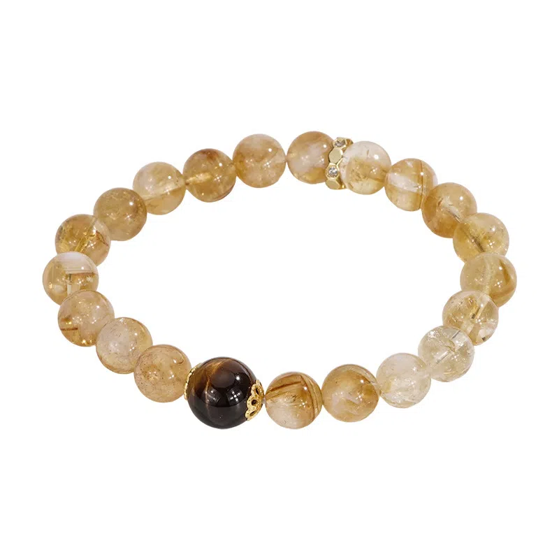 遇点 日进斗金#好运轻奢风精致气质小众高级感设计手饰品天然 黄水晶 手串 女款