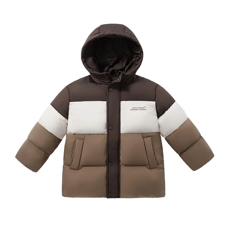 青蛙王子 拼色连帽亲肤羽绒服 青少年