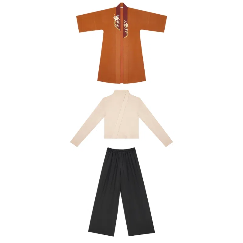 澄悦织造司原创宋制汉服刺绣长褙子曲领套头打底衫改良松紧腰宋裤