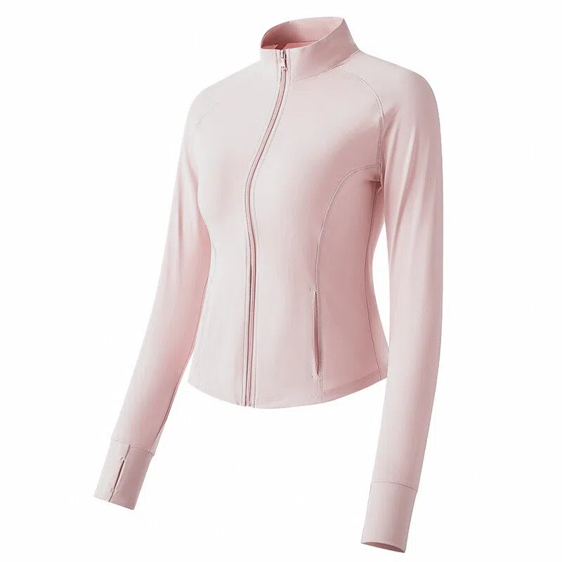 御茶家 简约纯色立领无帽收腰显瘦修身运动舒适透气徒步防紫外线户外休闲外套防晒服 女款