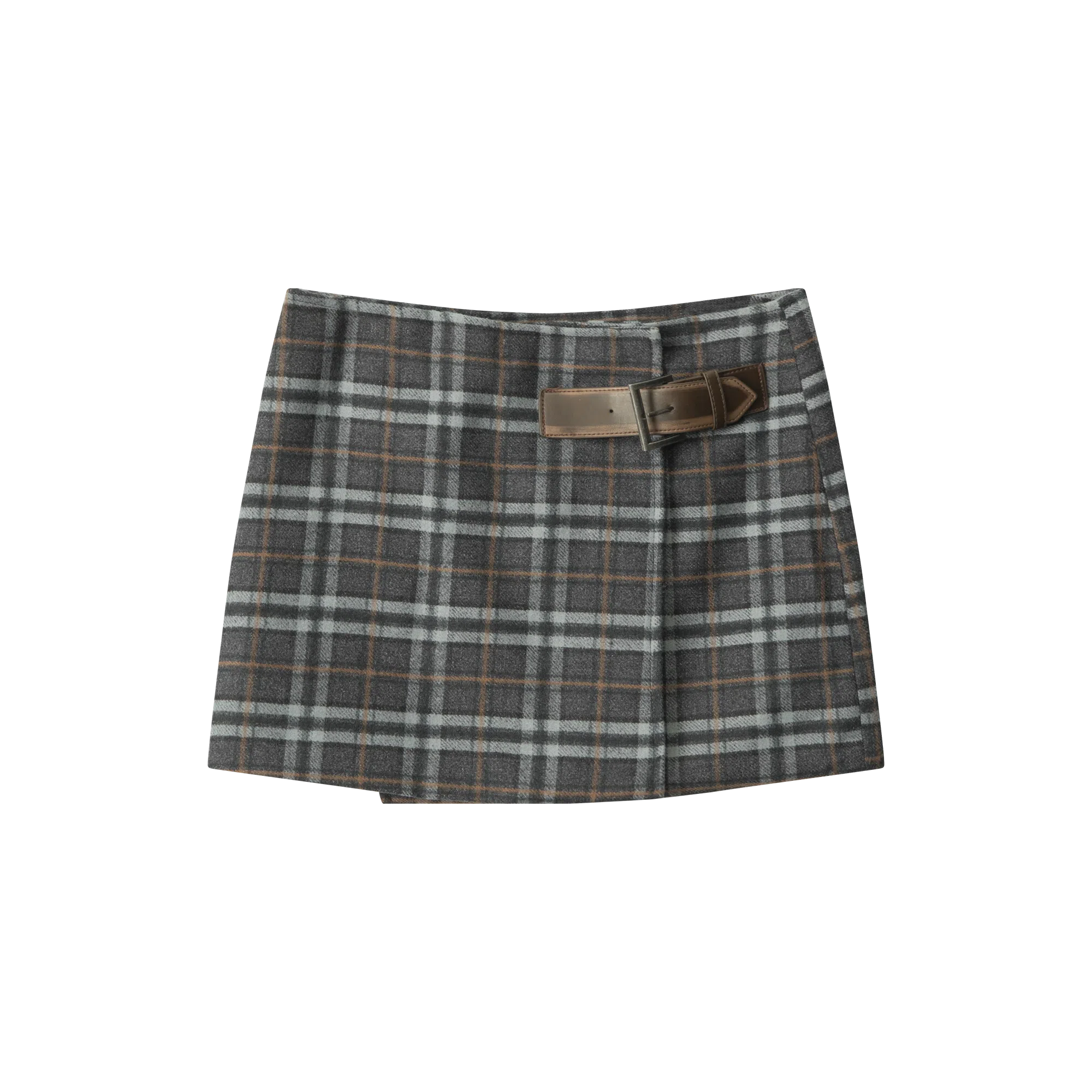 YINLEI Retro Plaid High Waist Skirt