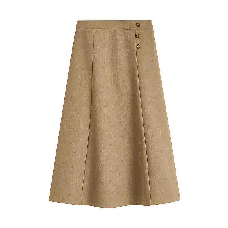 茵曼 中长款中腰宽松休闲长裙 女款