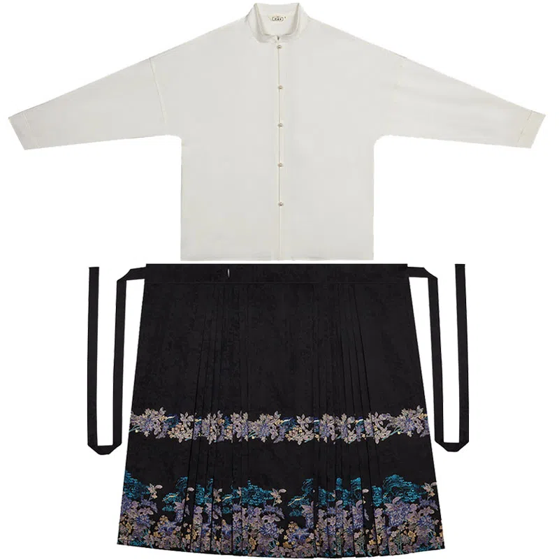 织造司 曲径幽兰 原创立领琵琶袖短袄通勤马面裙秋冬日常明制汉服 女款 黑色