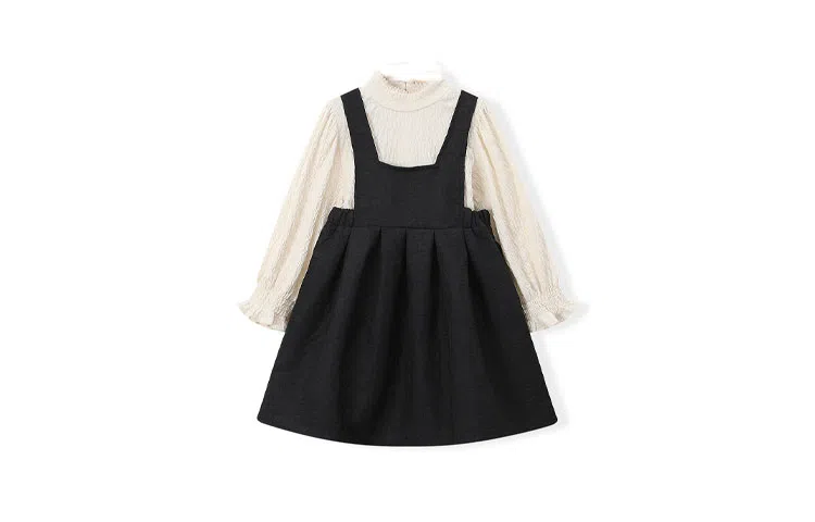 梦特娇 童装 打底衫纯色吊带连衣裙裙装套装 女童