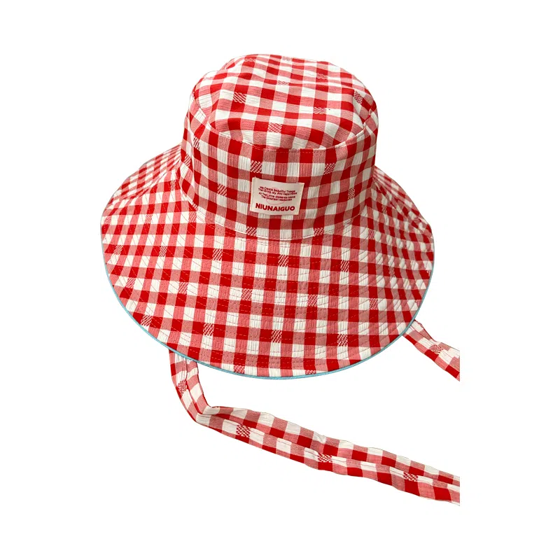 杨同学 格子双面戴格子 涤纶 渔夫帽 女款