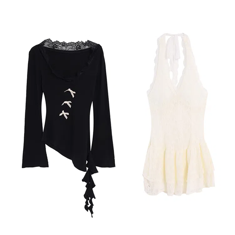 THREE Knit Lace Dress Set