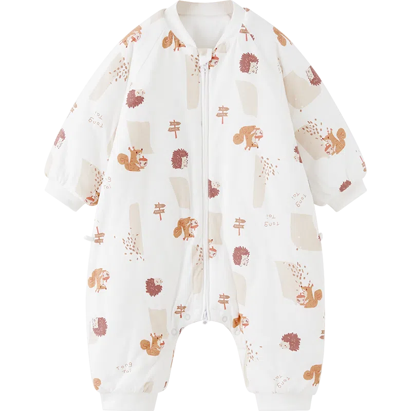 婴儿睡袋冬季宝宝夹棉睡衣分腿连体衣加厚防惊跳防踢被