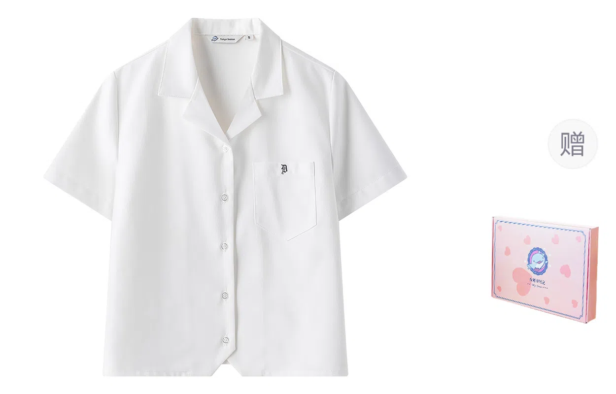 东鲸岁时记 宽松慵懒风短袖衬衫制服 女款 白色