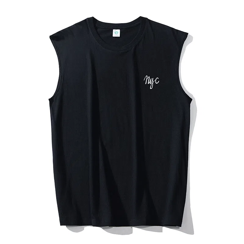 乱步 重磅纯棉手绘涂鸦坎肩美式运动休闲圆领宽松背心 男女同款