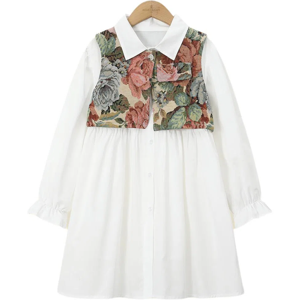 梦特娇 花色设计马甲纯棉裙装套装 儿童款
