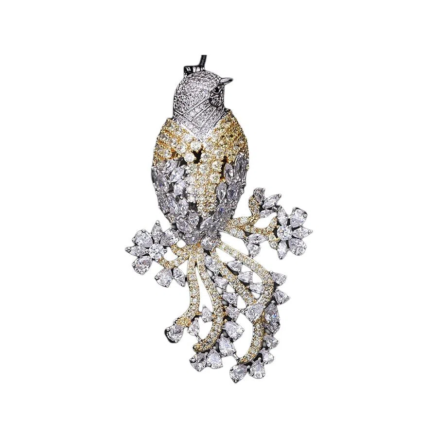 山一丸 时尚小鸟锆石胸花个性气质丝巾扣配饰 铜 胸针 女款