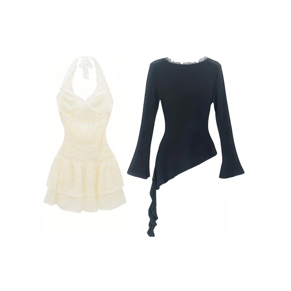 THREE Knit Lace Dress Set