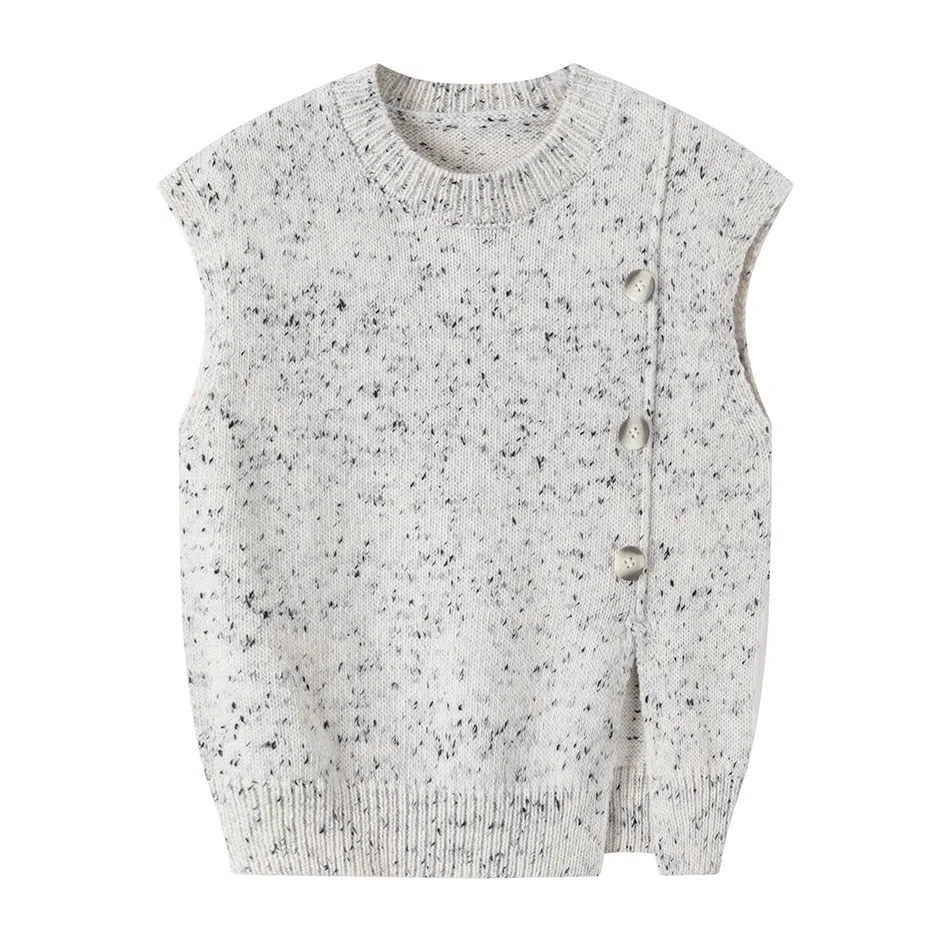 青蛙王子 简约开叉设计时尚套头毛衣 花白灰 儿童款