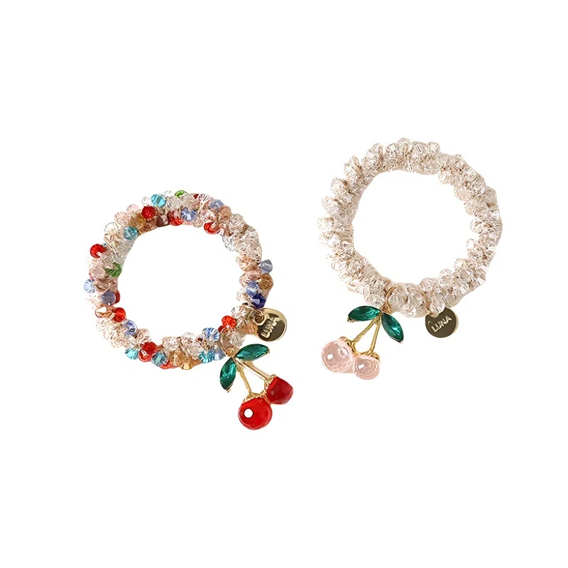 丹琴 闪亮樱桃彩色简约两用扎精致 弹力绳 头绳 女款