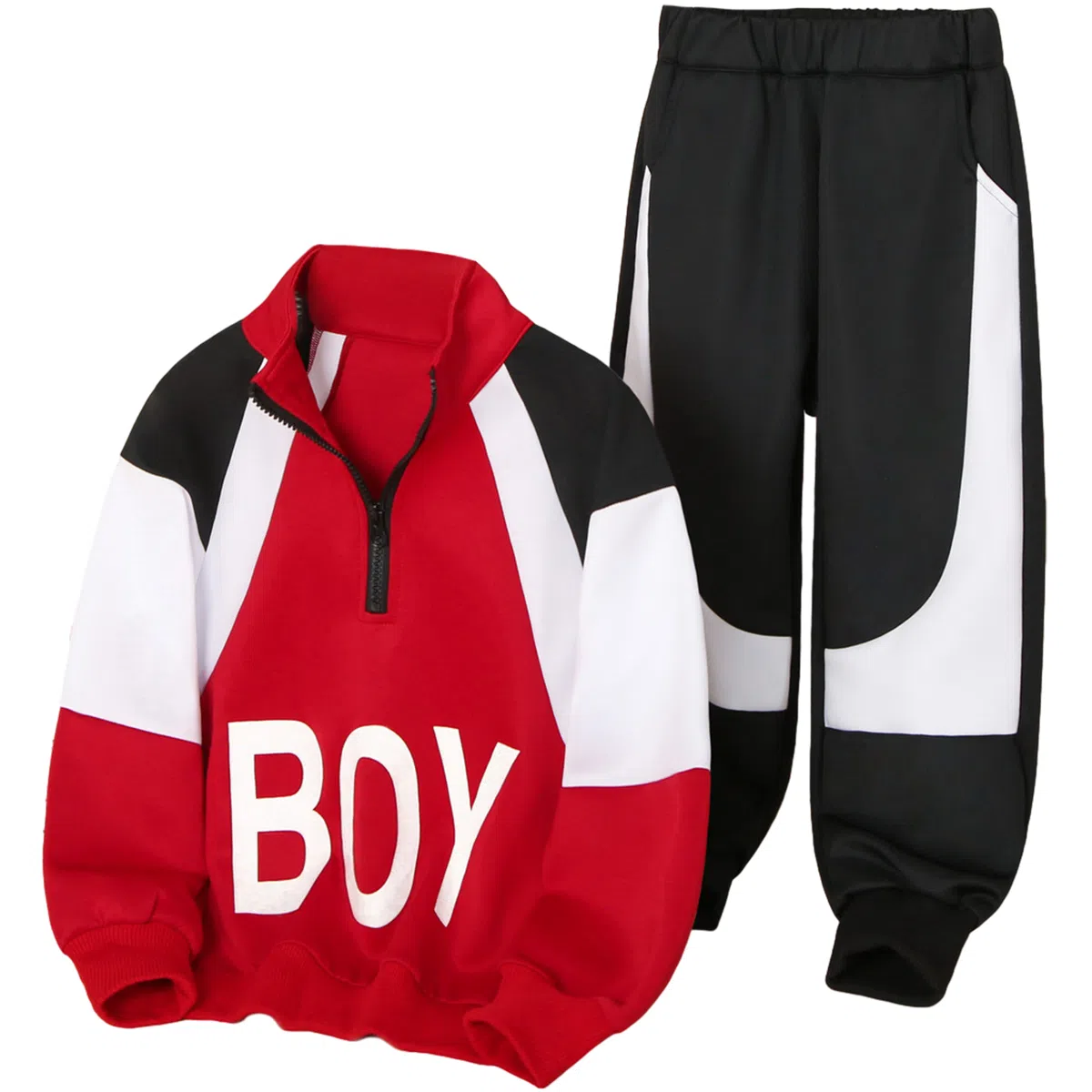 十月妈咪 拼接撞色字母适中卫衣外套休闲运动套装 春秋 儿童款