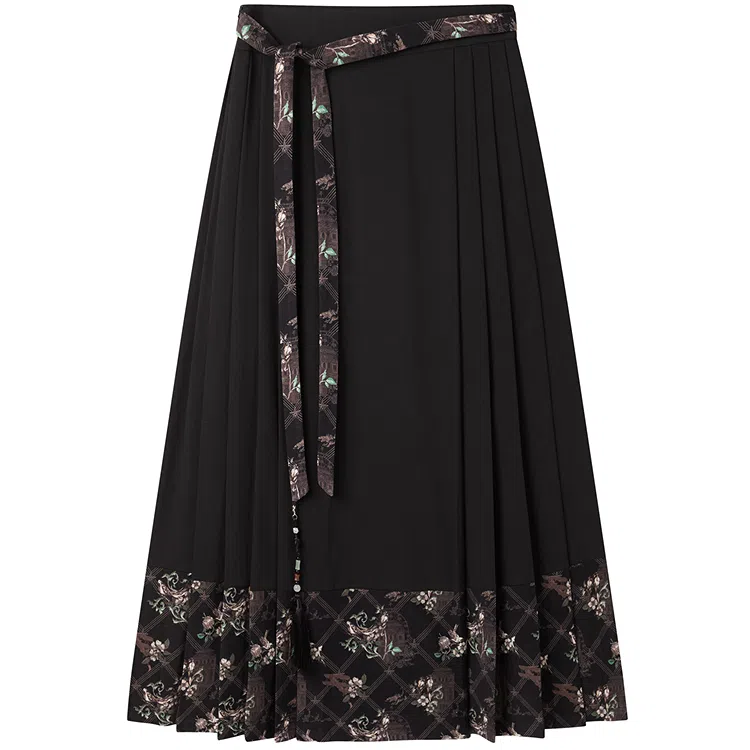 Peacebird Jacquard High Waist Skirt