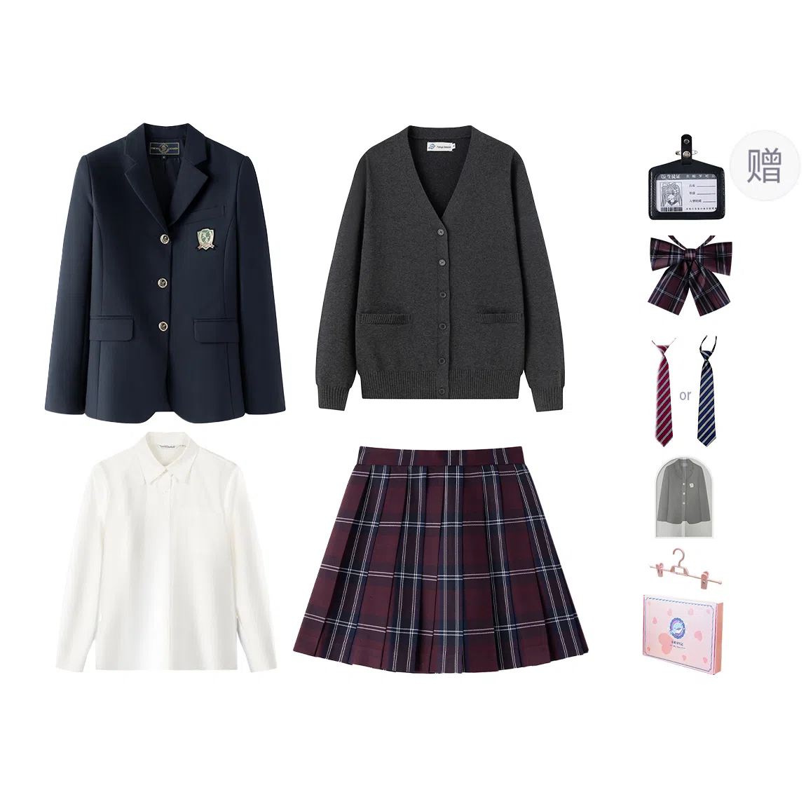 东鲸岁时记 学院风西装宽松氛围感时尚口袋长袖衬衫百褶裙套装制服 女款