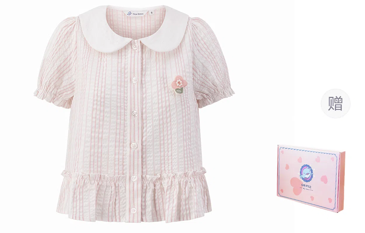 东鲸岁时记 百搭优雅时尚制服 女款 礼盒装 礼盒装 碎花手册粉色衬衫