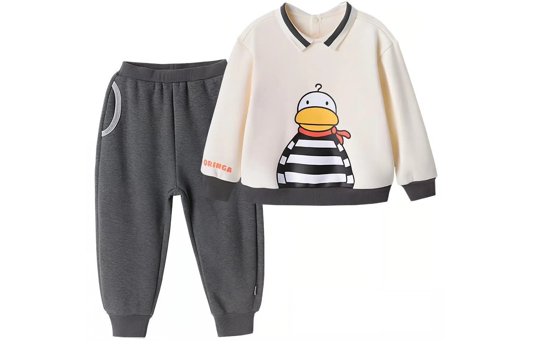 中小童 英氏 字母印花圆领长袖卫衣条纹长裤休闲运动套装