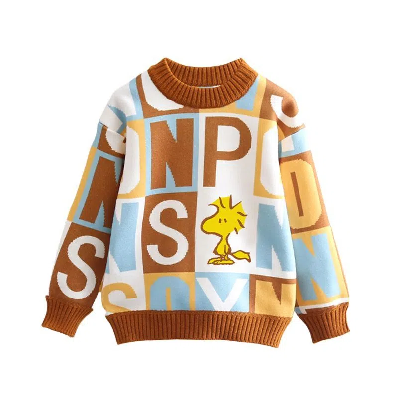 SNOOPY Sweater Brown Letters