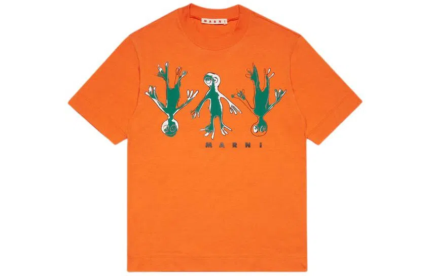 MARNI Orange T-Shirt With Frog Print LogoT