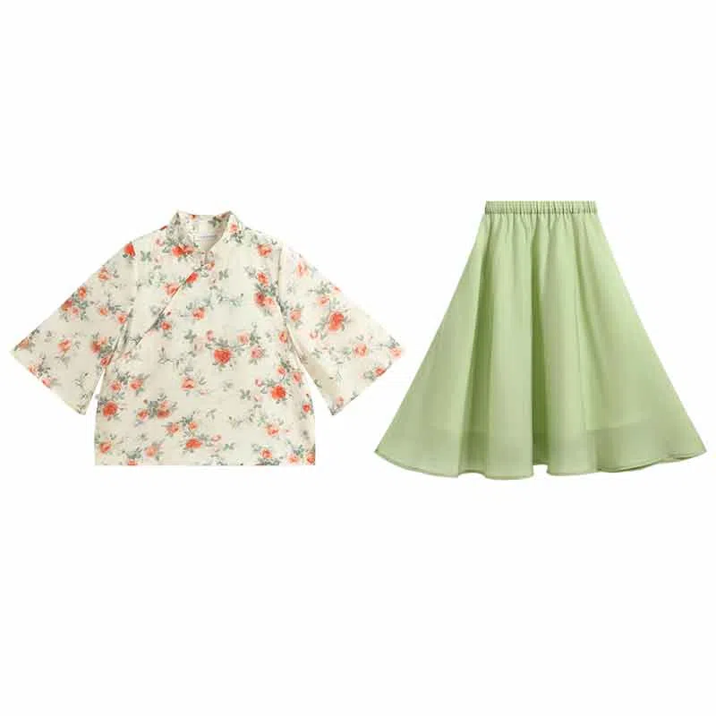 【优雅国风】英氏 七分袖斜襟汉服裙新中式儿童连衣裙 儿童款