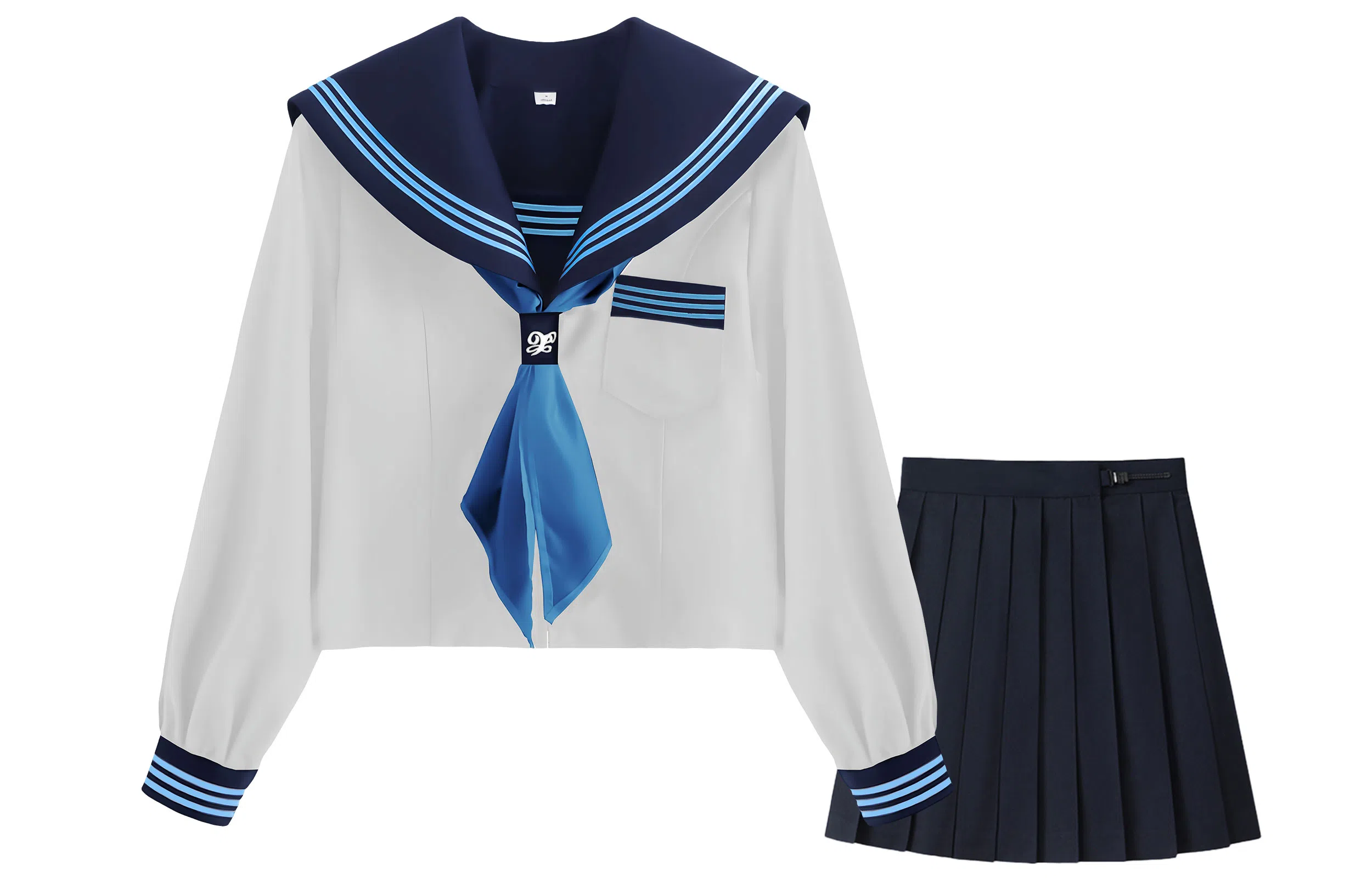 桴生 学院风海军领水手服上衣搭配低腰半裙制服 女款