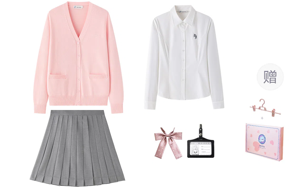 东鲸岁时记 慵懒风复古甜美温柔开衫长袖针织衫衬衫格子百褶短裙制服 女款