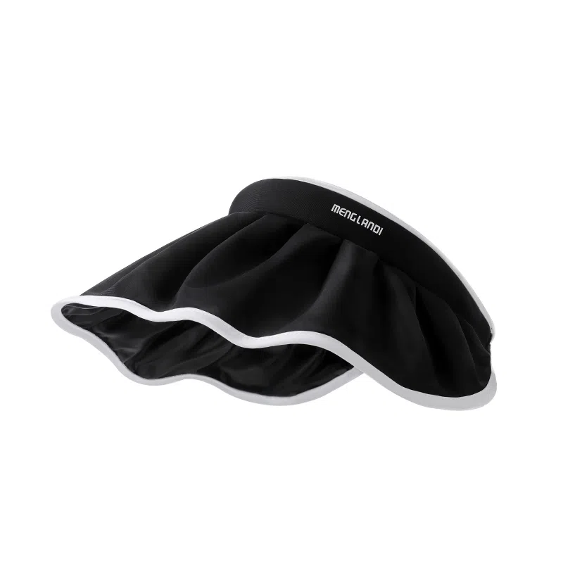 稻草人 夏季空顶大檐遮阳防紫外线贝壳帽 韩系简约百搭 显脸小 黑胶 锦纶 防晒帽 女款