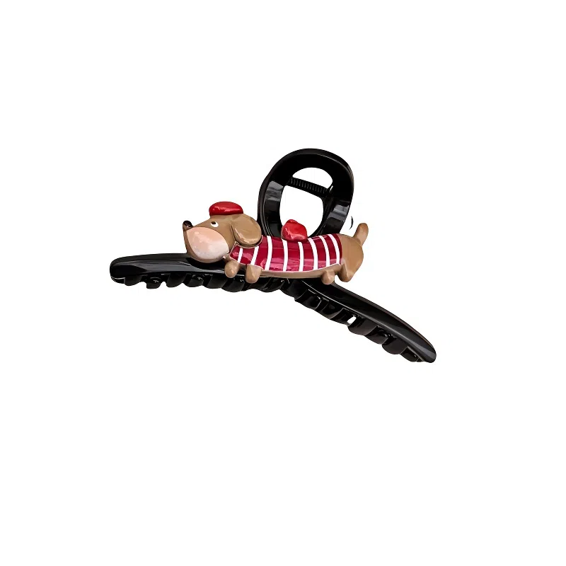 丹琴 可爱腊肠小狗卡通盘发后脑勺发量多 亚克力 发夹 女款