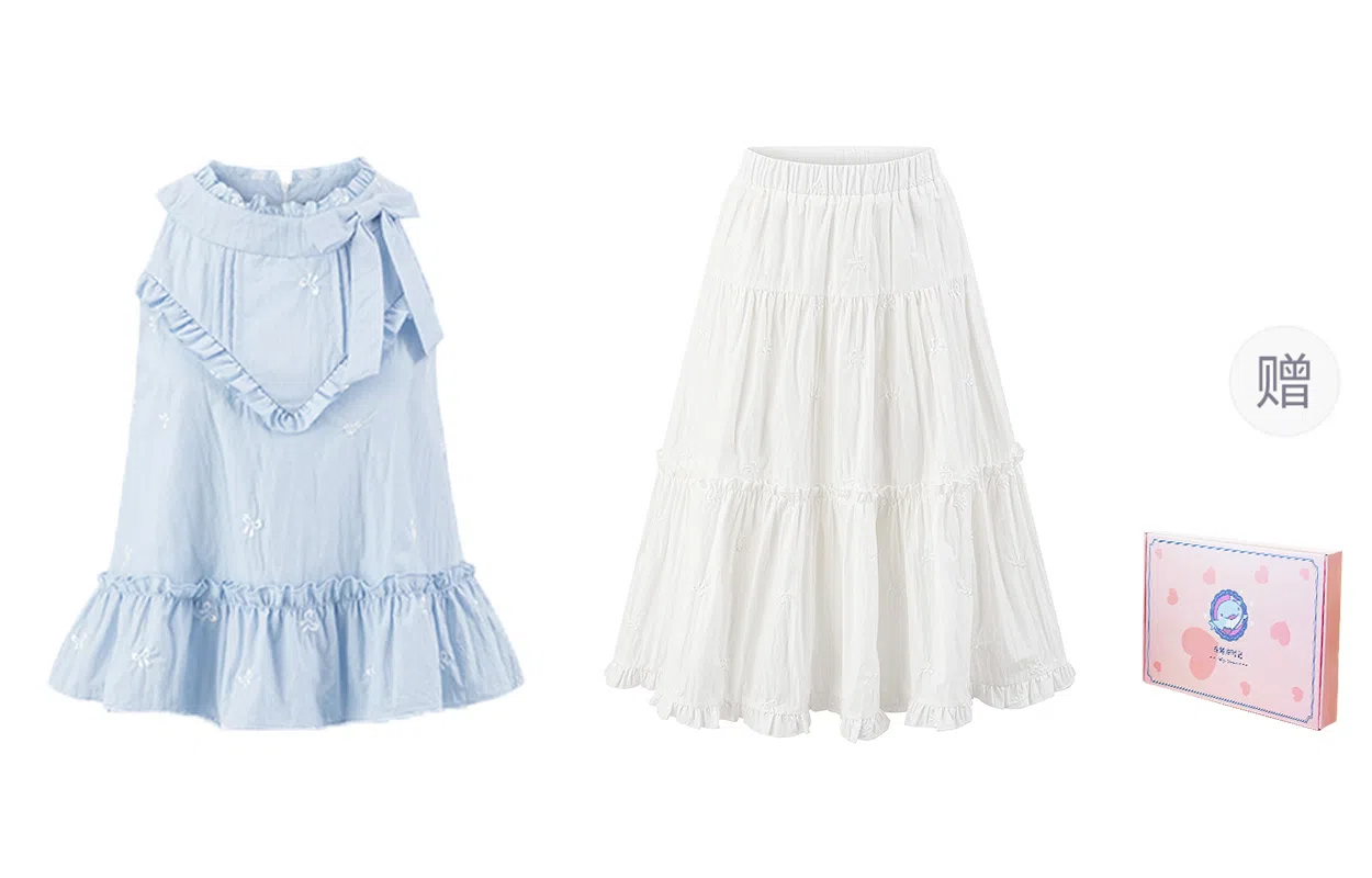 东鲸岁时记 气质度假独特绝美连衣裙裙装套装 女款 礼盒装 无袖衫+长裙 （含内衬）