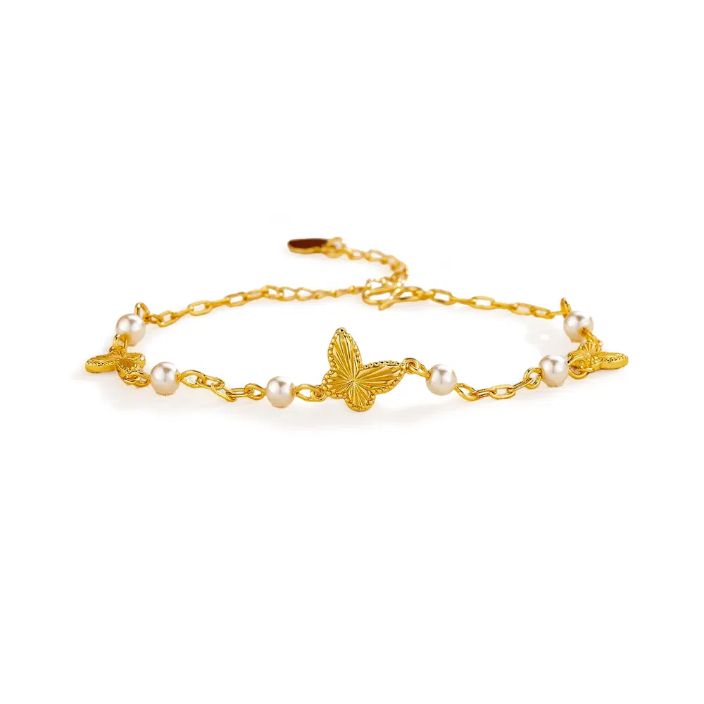 希遇 碎银蝶影国潮新中式复古潮流 时尚简约高级精致轻奢 小众设计 日常通勤#好运 合金 手链 男女同款情侣款