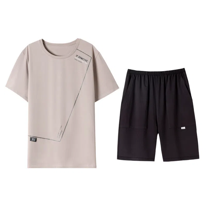 潞优野 圆领短袖舒适亲肤家居服睡衣套装 男款