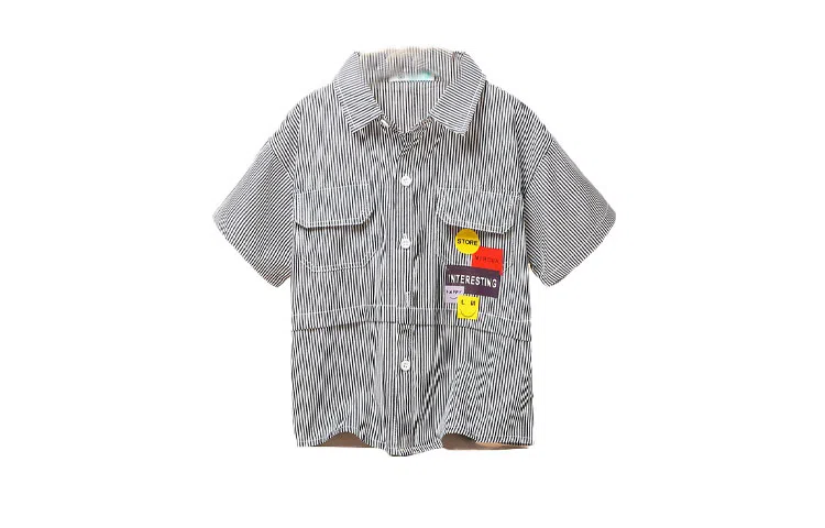 十月妈咪 童装 条纹短袖衬衫 男童