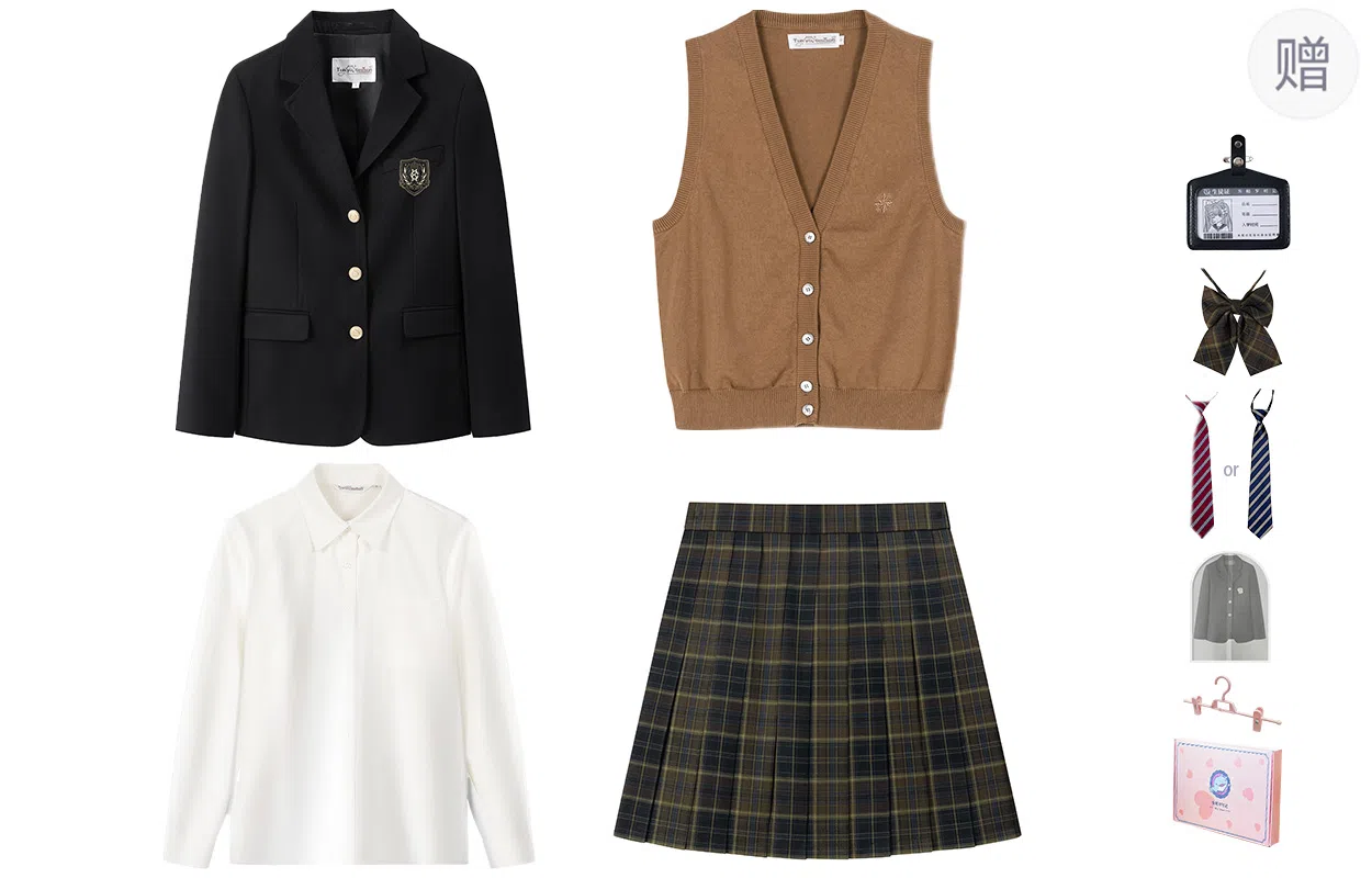 东鲸岁时记 学院风西装宽松氛围感时尚口袋长袖衬衫百褶裙套装制服 女款