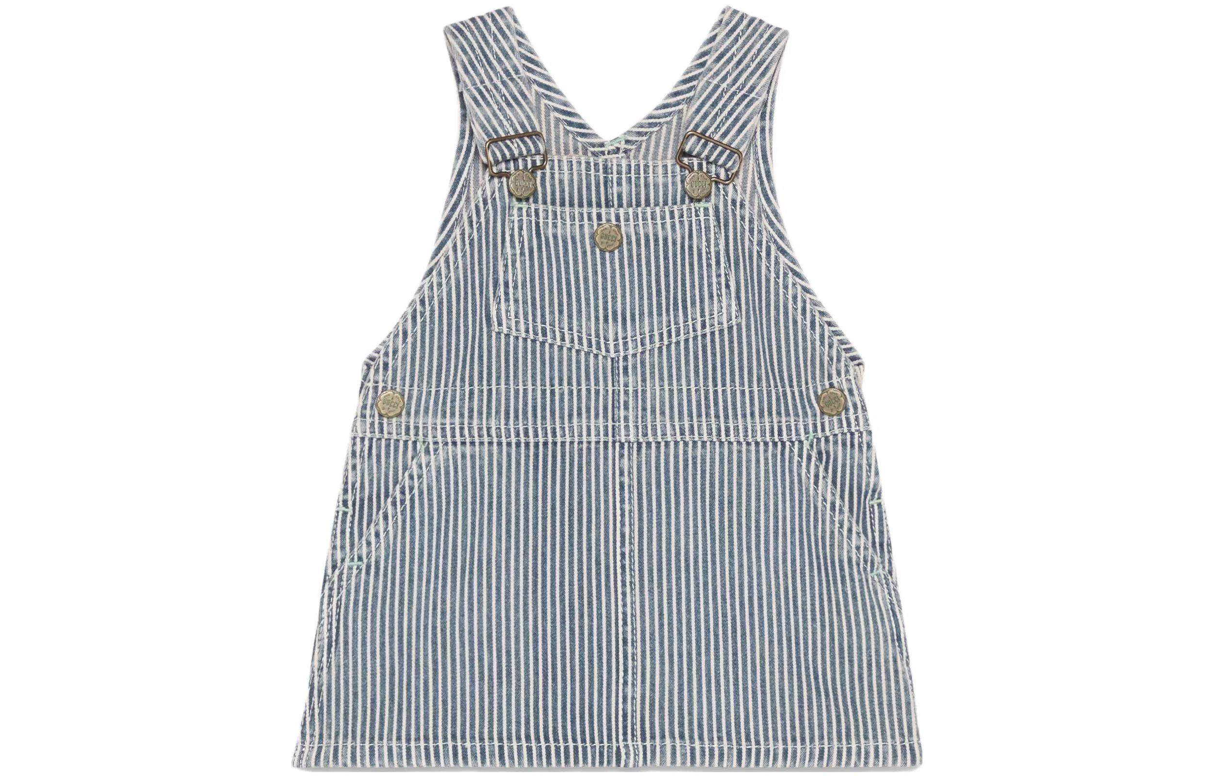 GUCCI STRIPED DENIM DUNGAREE DRESS