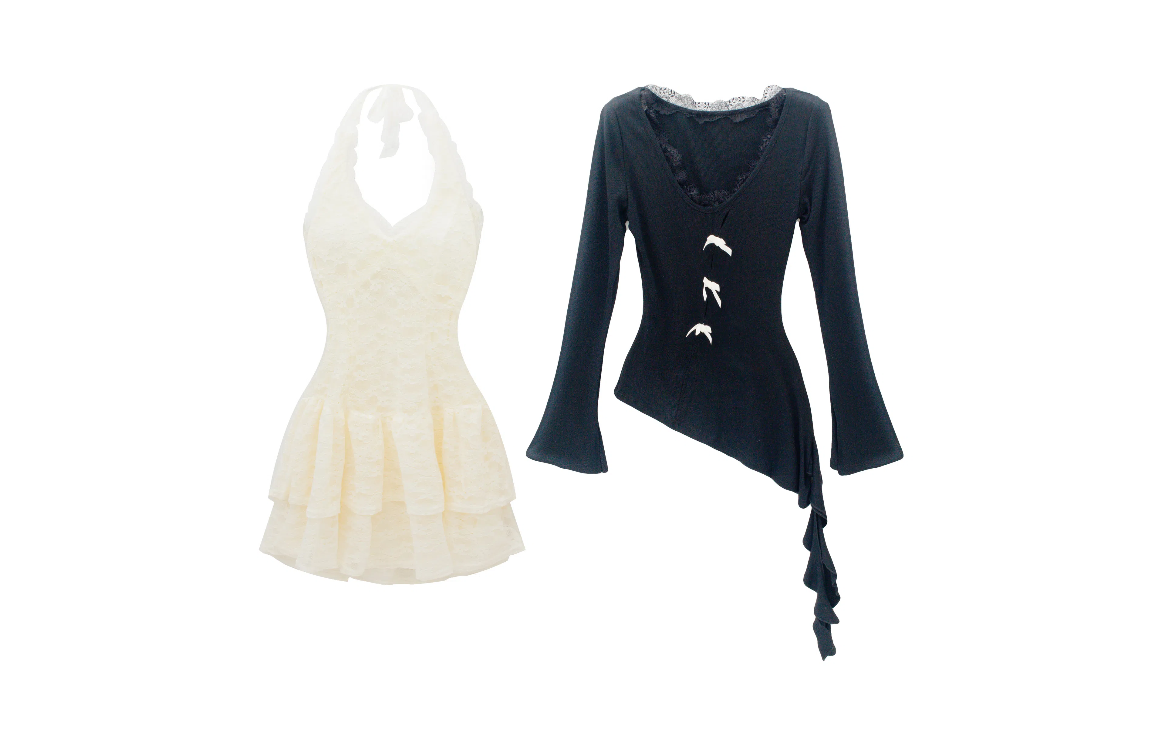 THREE Knit Lace Dress Set