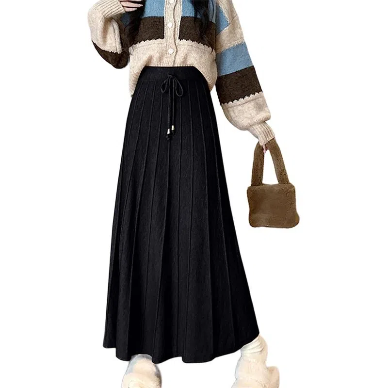 恒源祥 时尚百搭纯色百褶裙休闲长裙 女款