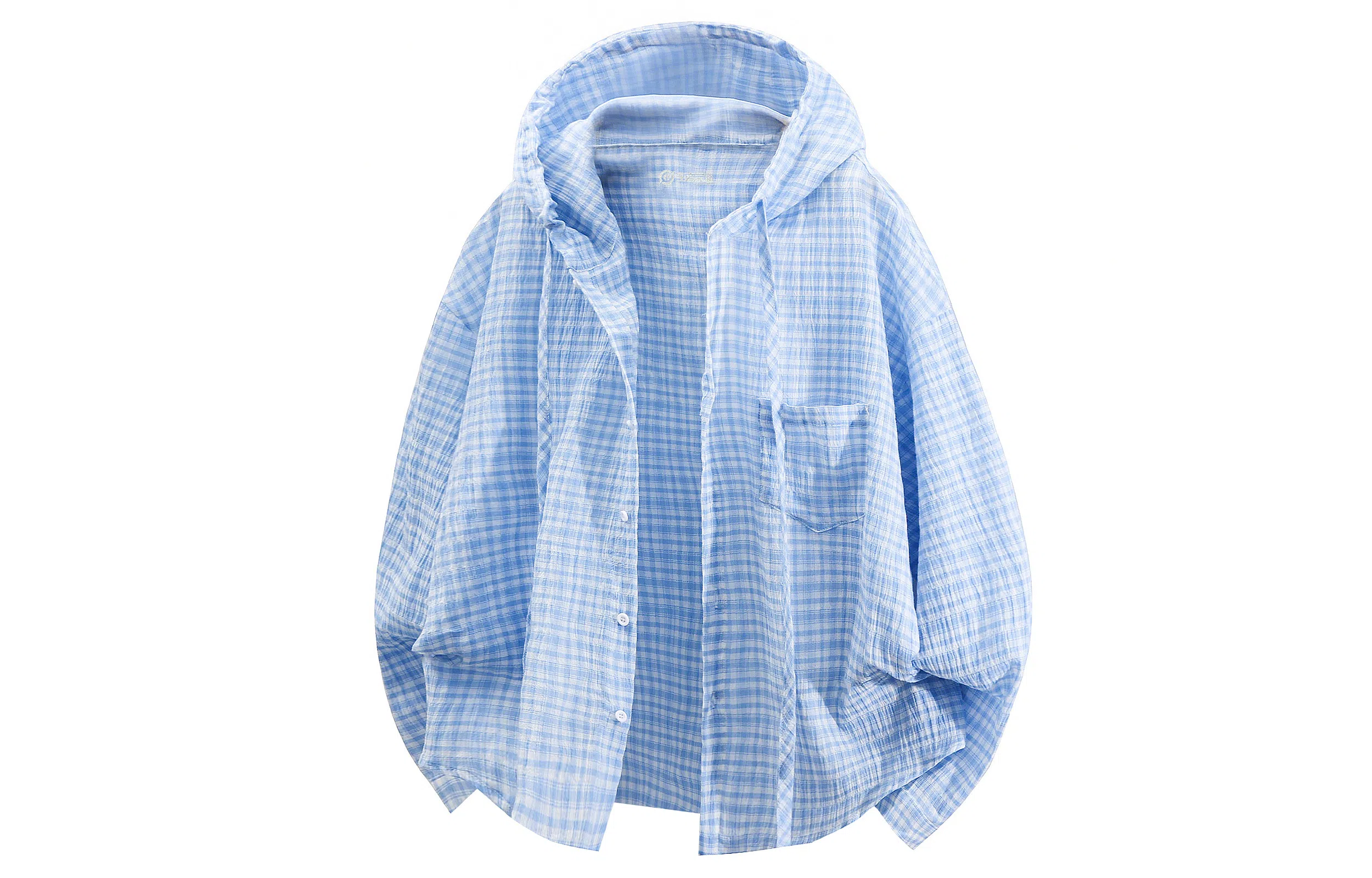 王者荣耀 经典格子宽松舒适肌理感褶皱轻薄防晒青春高颜值小清新无性别百搭潮流时尚夹克外套连帽长袖衬衫 男女同款