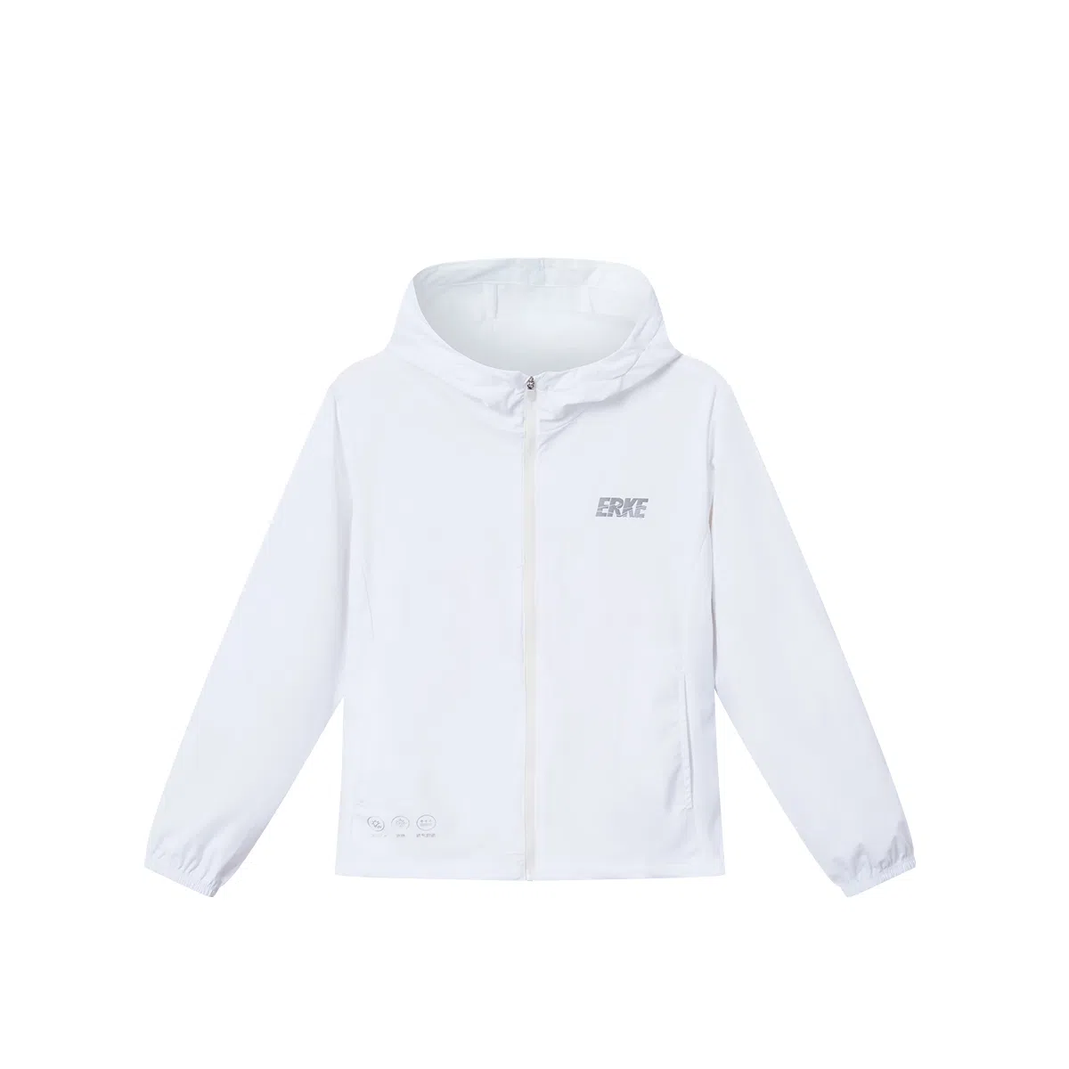 大童 鸿星尔克儿童 纯色拉链连帽长袖防晒服 正白