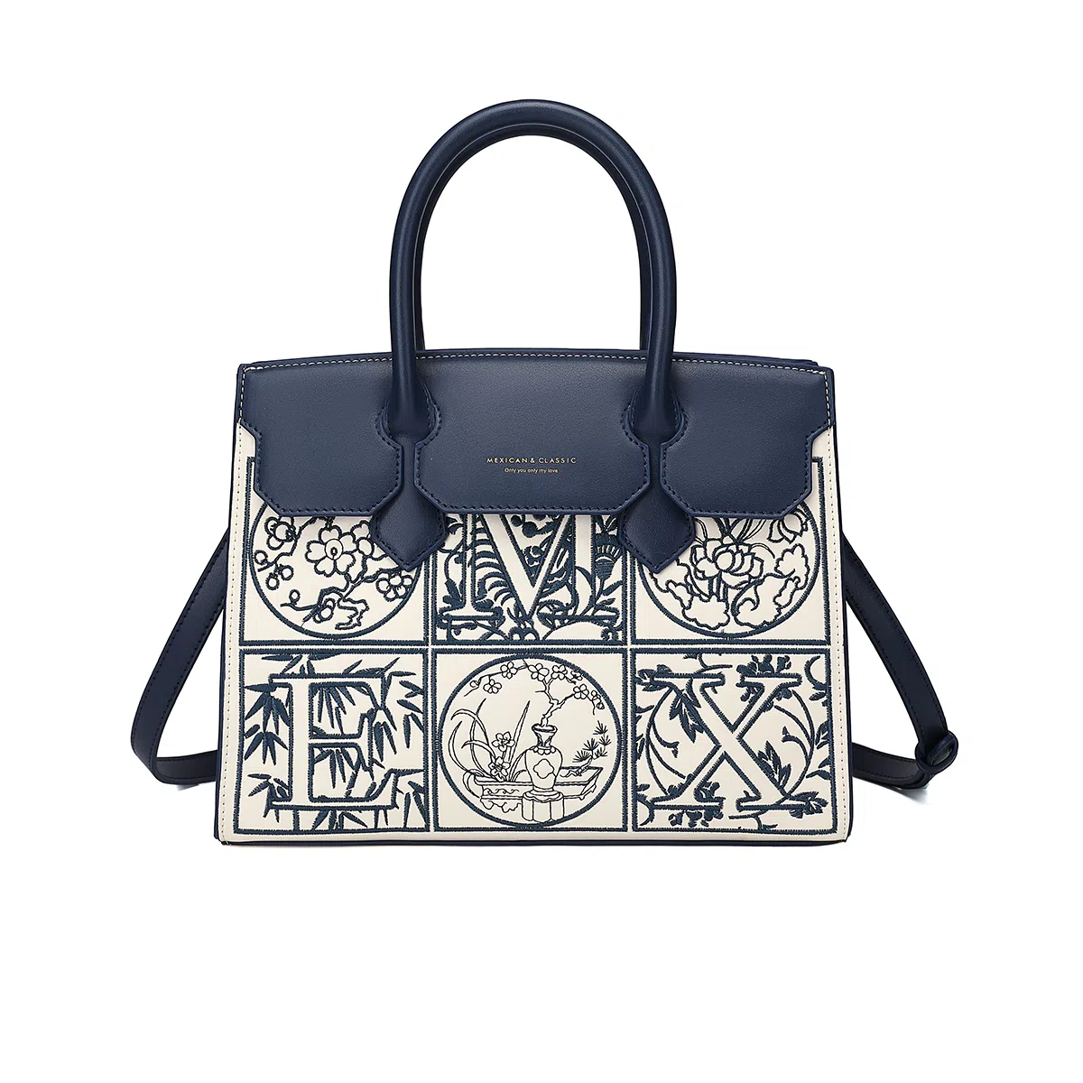 稻草人 高级感优雅国风刺绣妈妈包气质实用通勤 聚氨酯革 斜挎手提包 女款 多色