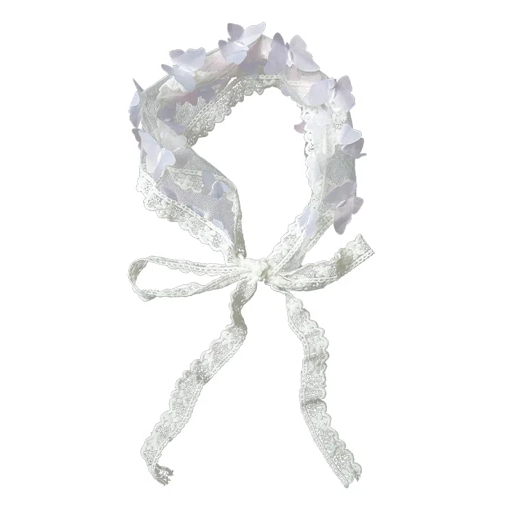 杨同学 蝴蝶蕾丝三角巾 涤纶 头巾 女款