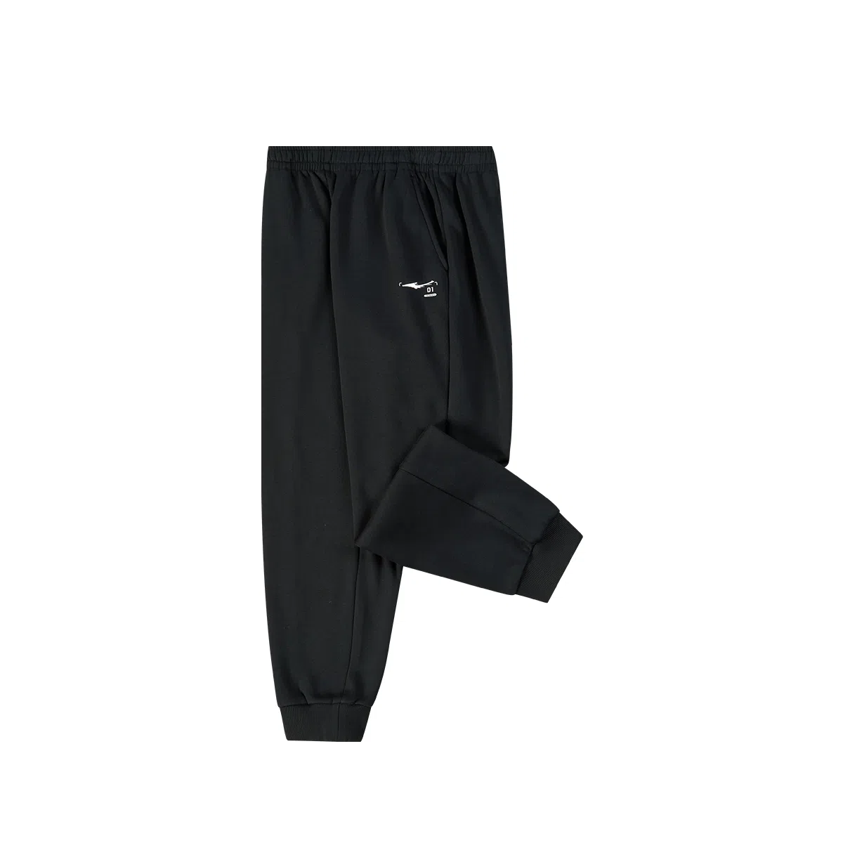 大童 鸿星尔克儿童 束脚亲肤简约柔软休闲针织运动裤 黑色