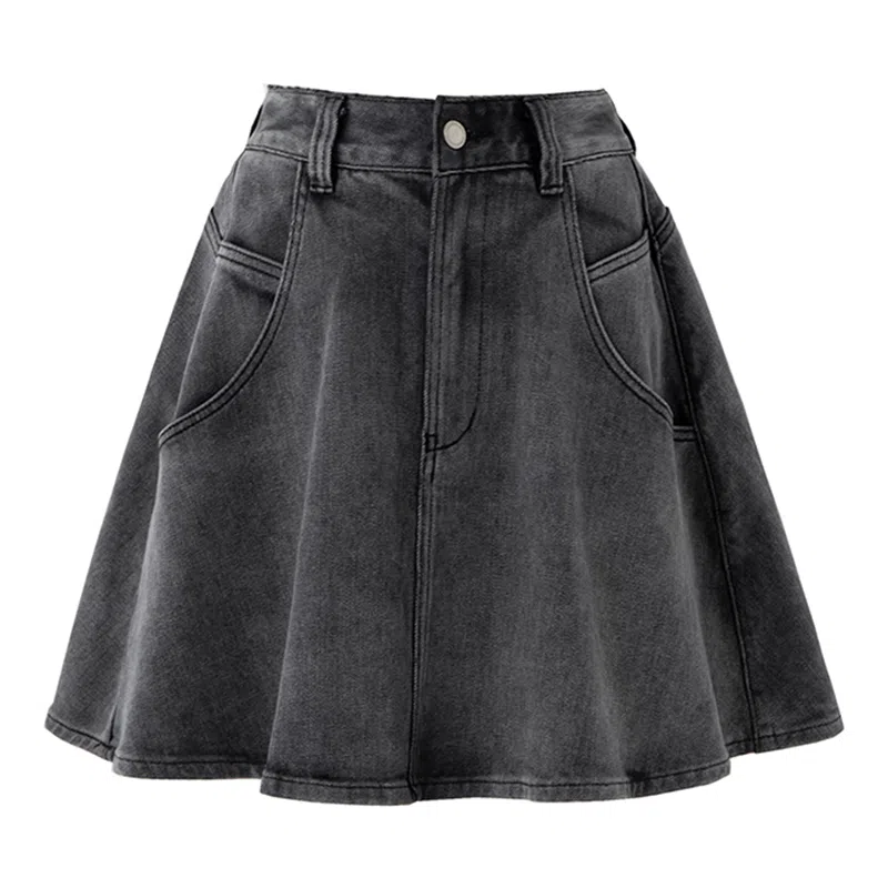 SHUEN Denim Skirt Black Grey