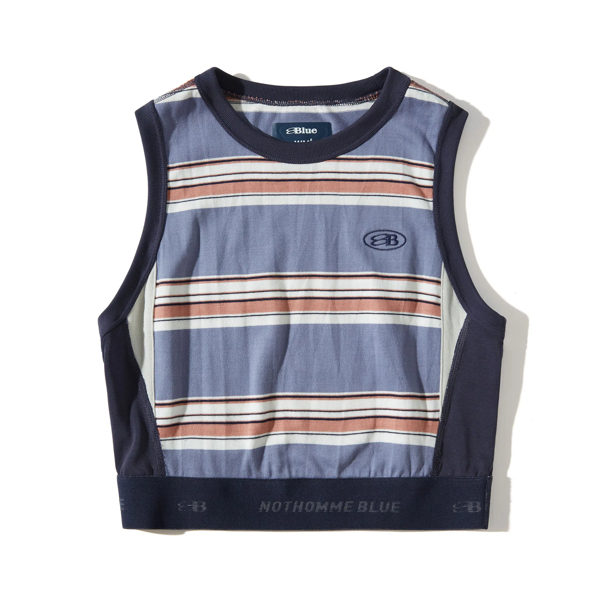 蓝岐 户外短款修身无袖打底上衣复古条纹宽肩运动背心 女款