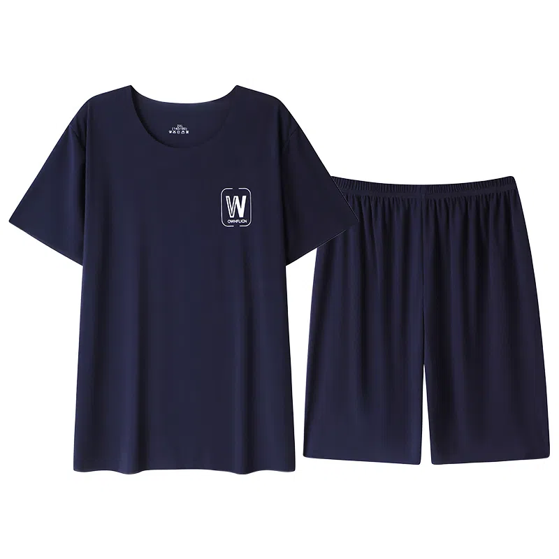 莫代尔 舒适百搭轻盈透气圆领套头简约休闲柔软亲肤可外穿家居服睡衣套装 男款