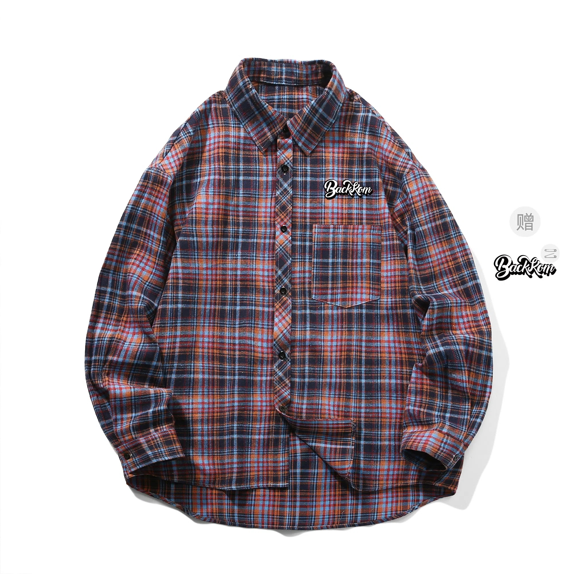 大卫贝肯 美式高街复古学院风基础款格子条纹设计潮牌痞帅高级感外套翻领垂感百搭宽松落肩长袖衬衫 男女同款